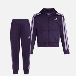 Adidas Dark Purple Tracksuit with Light Stripes